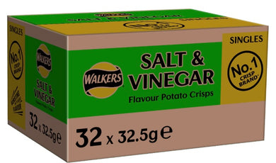 Walkers Salt and Vinegar Flavoured Crisps 32 Pack box