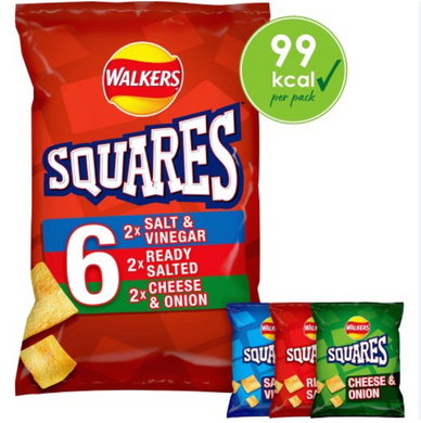 Walkers Squares Crisps Mixed 6 pack Multi