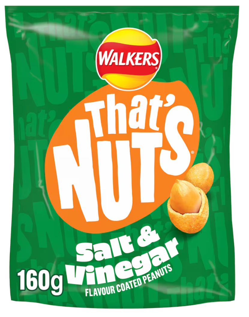 That’s Nuts Walkers Salt & Vinegar Sharing Coated Peanuts NEW