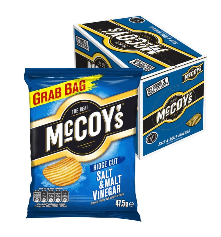The Real McCoys Salt & Malt Vinegar Crisps 36 pack box UK FOODS DOWN UNDER