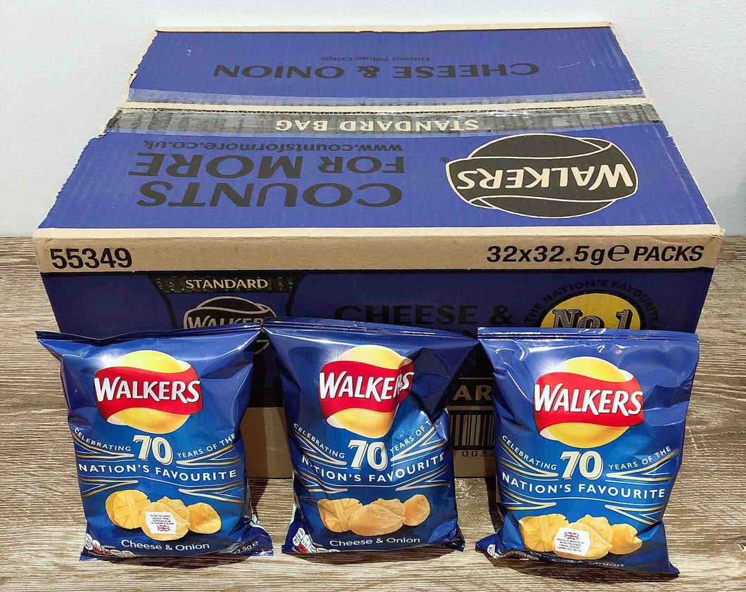 Walkers Cheese and Onion 32 Pack Box