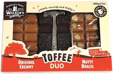 Walkers Original / Nutty Brazil Toffee Twin Christmas Pack with Toffee Hammer